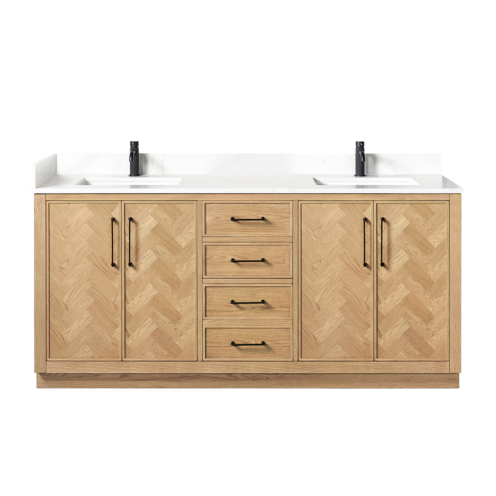 Millwood Pines Dianabasi 72" Double Bath Vanity with Silk White Quartz ...